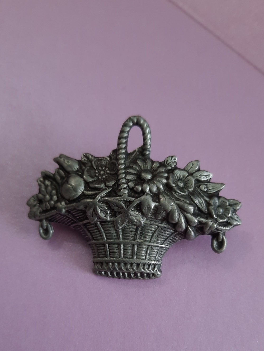 Antique-Style Floral Basket Brooch